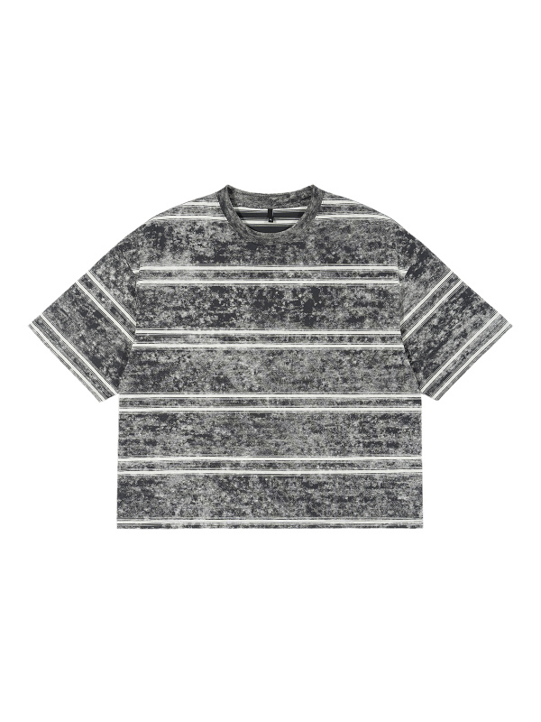 Snow Washed Stripe Boxy T-shirt #RU0108 | TAPSTITCH
